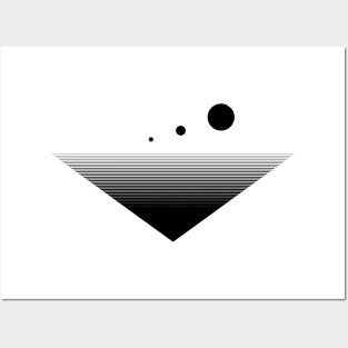 Three Moons geometric minimalist abstract line art Posters and Art